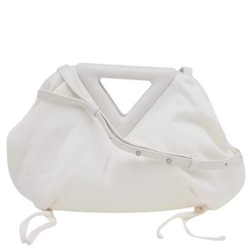 Pre Owned Bottega Veneta White Fabric and Leather Point Shoulder Bag