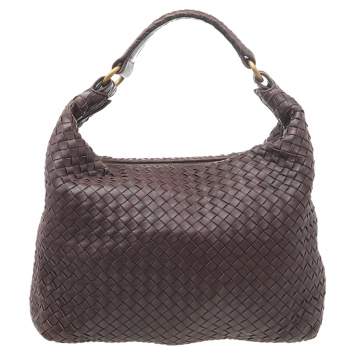 Pre Owned Bottega Veneta Brown Intrecciato Leather Medium New Ball Hobo 
