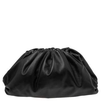 Pre Owned Bottega Veneta Black Leather Large The Pouch Clutch