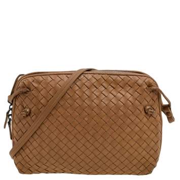 Pre Owned Bottega Veneta Light Brown Intrecciato Leather Shoulder Bag