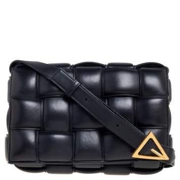 Pre Owned Bottega Veneta Black Intrecciato Leather Padded Cassette Bag
