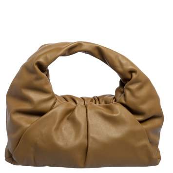 Pre Owned Bottega Veneta Camel Brown Leather Medium The Shoulder Pouch Bag