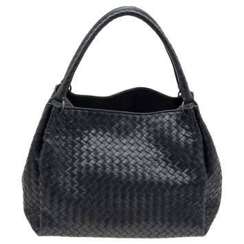 Pre Owned Bottega Veneta Black Intrecciato Leather Tote