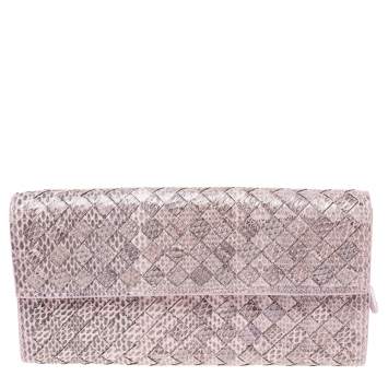 Pre Owned Bottega Veneta Lilac Ayers Flap Continental Wallet