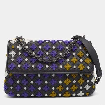 Pre Owned Bottega Veneta Black Intrecciato Leather Small Olimpia Shoulder Bag