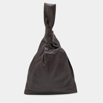 Pre Owned Bottega Veneta Dark Brown Leather BV Knotted Twist Clutch