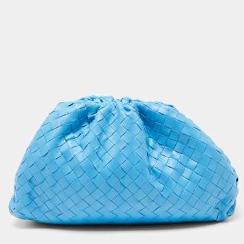 Pre Owned Bottega Veneta Blue Intrecciato Leather Pouch Clutch