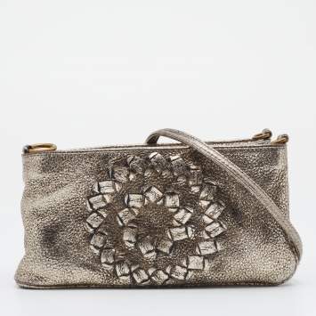 Pre Owned Bottega Veneta Metallic Silver Leather Shoulder Bag