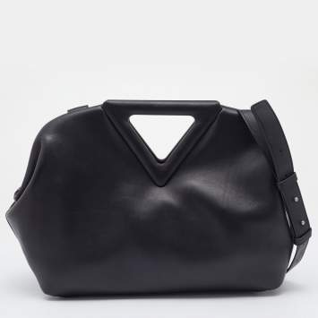 Pre Owned Bottega Veneta Black Leather The Triangle Shoulder Bag