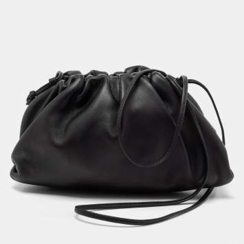 Pre Owned Bottega Veneta Black Leather Mini The Pouch Bag