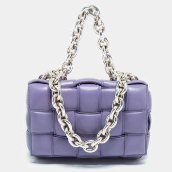 Pre Owned Bottega Veneta Lilac Padded Leather Cassette Shoulder Bag