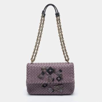 Pre Owned Bottega Veneta Purple Intrecciato Leather Olimpia Shoulder Bag