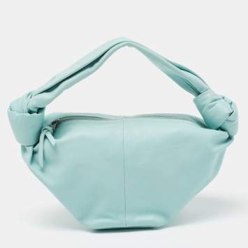 Pre Owned Bottega Veneta Blue Leather Double Knot Hobo