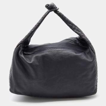 Pre Owned Bottega Veneta Purple Intrecciato Leather Knot Hobo
