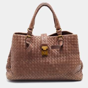 Pre Owned Bottega Veneta Beige Intrecciato Leather Roma Tote