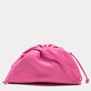 Pre Owned Bottega Veneta Pink Leather Mini The Pouch Bag