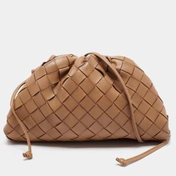 Pre Owned Bottega Veneta Tan Intrecciato Leather Mini The Pouch Bag