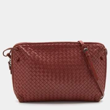 Pre Owned Bottega Veneta Brown Intrecciato Leather Nodini Shoulder Bag