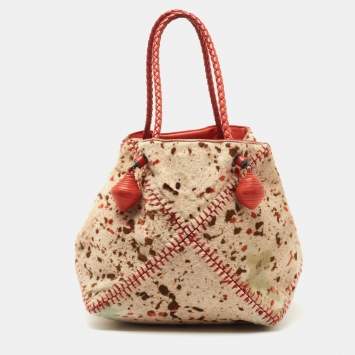 Pre Owned Bottega Veneta Multicolor Calfhair Bianca Tassel Shoulder Bag