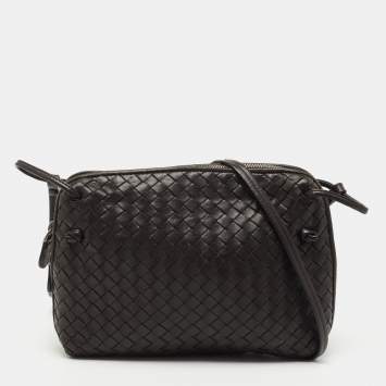 Pre Owned Bottega Veneta Dark Brown Intrecciato Leather Nodini Shoulder Bag