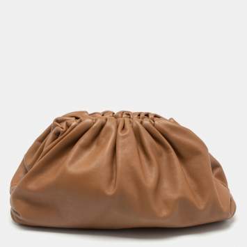 Pre Owned Bottega Veneta Brown Leather Teen Pouch Clutch