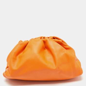 Pre Owned Bottega Veneta Orange Leather The Pouch Clutch