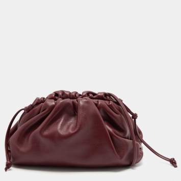 Pre Owned Bottega Veneta Burgundy Leather Mini The Pouch Bag