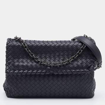 Pre Owned Bottega Veneta Black Intrecciato Leather Medium Olimpia Shoulder Bag