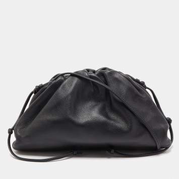 Pre Owned Bottega Veneta Black Leather Mini The Pouch Bag