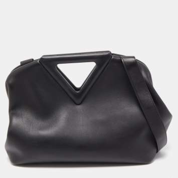 Pre Owned Bottega Veneta Black Leather Medium Point Shoulder Bag