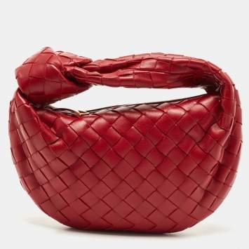 Pre Owned Bottega Veneta Red Intrecciato Leather Mini BV Jodie Bag
