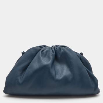 Pre Owned Bottega Veneta Dark Blue Leather Mini The Pouch Bag