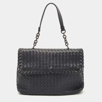 Pre Owned Bottega Veneta Black Intrecciato Leather Medium Olimpia Shoulder Bag