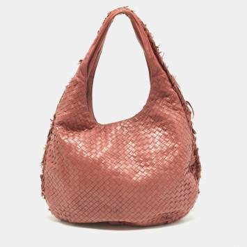 Pre Owned Bottega Veneta Peach Intrecciato Leather Hobo