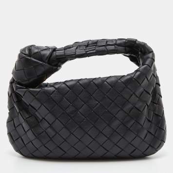 Pre Owned Bottega Veneta Black Intrecciato Leather Mini Jodie Hobo