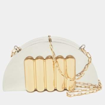 Pre Owned Bottega Veneta Silver/Gold Metal Chain Clutch