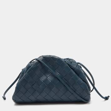 Pre Owned Bottega Veneta Teal Intrecciato Leather Mini The Pouch Bag