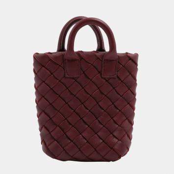 Pre Owned Bottega Veneta Intrecciato Charm Leather Bordeaux