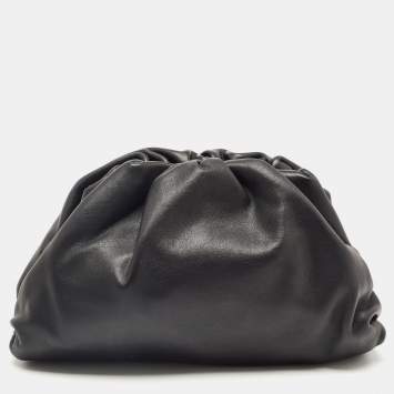 Pre Owned Bottega Veneta Black Leather Teen Pouch Clutch