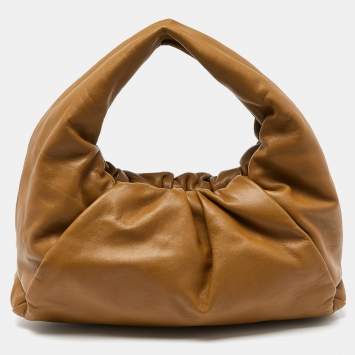 Pre Owned Bottega Veneta Brown Leather Medium The Shoulder Pouch Bag