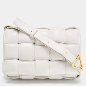 Pre Owned Bottega Veneta White Padded Leather Cassette Shoulder Bag