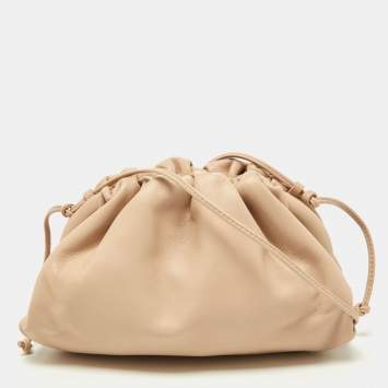 Pre Owned Bottega Veneta Beige Leather Mini The Pouch Bag
