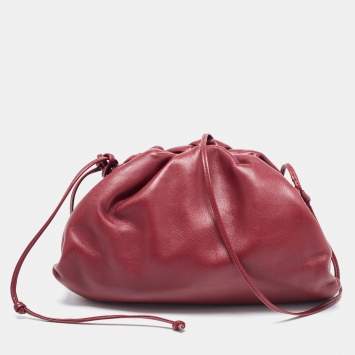 Pre Owned Bottega Veneta Burgundy Leather Small The Pouch Clutch