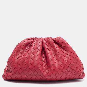 Pre Owned Bottega Veneta Red Intrecciato Leather Large The Pouch Clutch