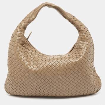 Pre Owned Bottega Veneta Grey Intrecciato Leather Small Hobo
