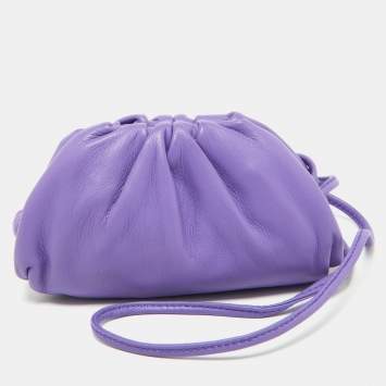 Pre Owned Bottega Veneta Purple Leather The Pouch Coin Purse