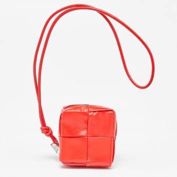 Pre Owned Bottega Veneta Red Leather Zip Coin Purse