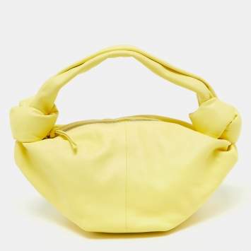 Pre Owned Bottega Veneta Yellow Leather Mini Double Knot Hobo