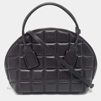 Pre Owned Bottega Veneta Black Quilted Padded Leather Medium Swoop Satchel