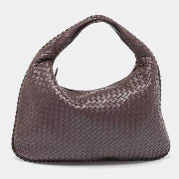 Pre Owned Bottega Veneta Brown Intrecciato Leather Large Veneta Hobo